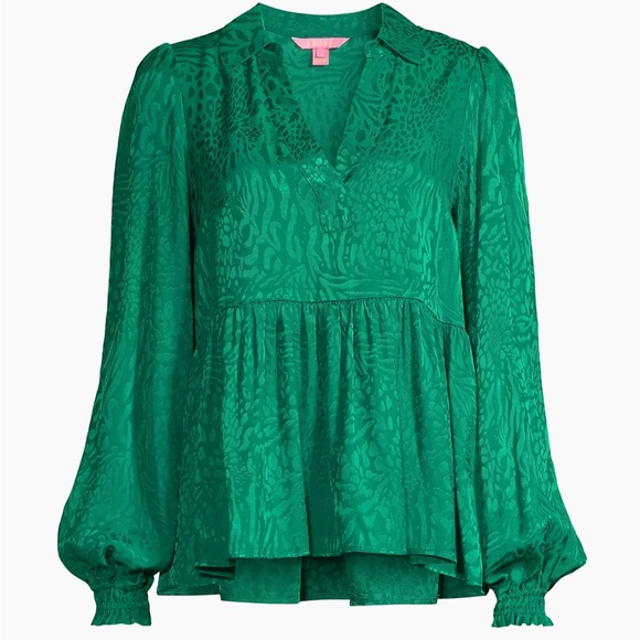 LILLY PULITZER JAYLENE JACQUARD EVERGREEN PARTY ANIMAL TOP ~ NWT - Picture 9 of 16